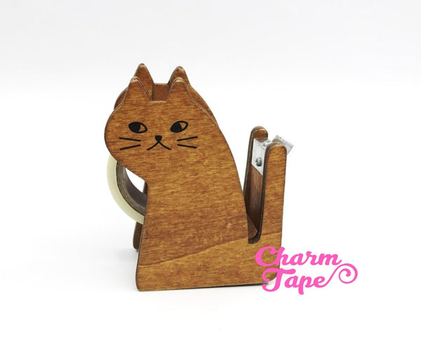 Cat Washi Tape Dispenser / Wood Tape Holder / Tape Cutter