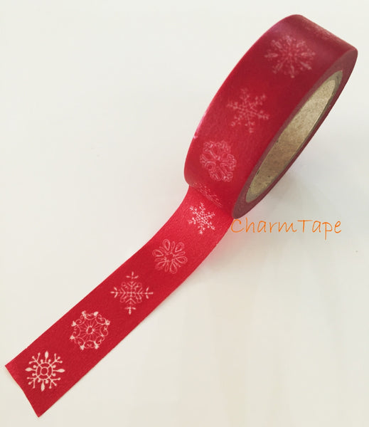 Festive Snowflake Washi Masking Tape 1.5cm x 10 m WT157 - CharmTape - 7