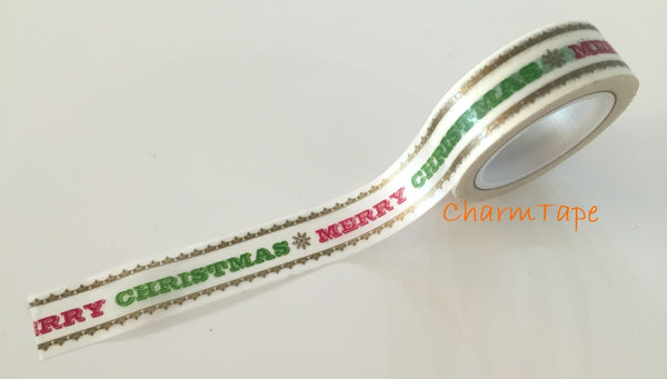 50% off Sale Merry Christmas Washi tape 15mm x 10 meters WT732 - CharmTape - 2