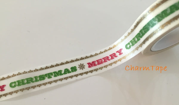 50% off Sale Merry Christmas Washi tape 15mm x 10 meters WT732 - CharmTape - 1