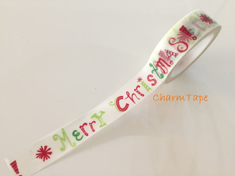 Festive Washi tape Merry Christmas 10 meters 15mm WT733 - CharmTape - 1