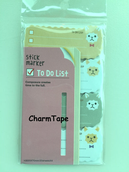 Animal To do list - Sticky Post It Memo Note Pad 80 sheets - CharmTape - 7