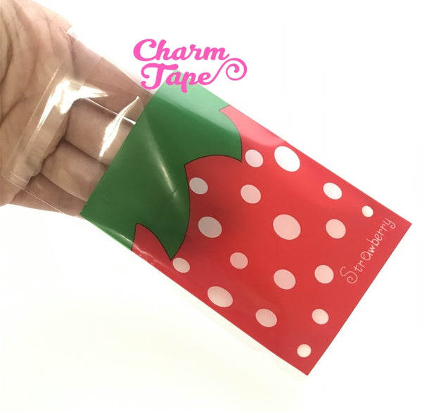 20/50/100 bags Strawberry Gift Bags Cello Bags Self-adhesive Cookie bags - Favors Bags - Party bags CB75