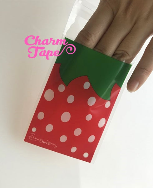 20/50/100 bags Strawberry Gift Bags Cello Bags Self-adhesive Cookie bags - Favors Bags - Party bags CB75