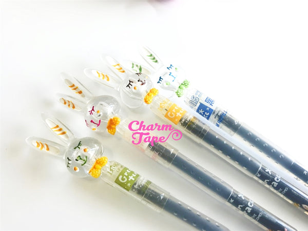 4 pieces Black Point Gel Ball Pens Sleeping Rabbits Pen 0.5mm BP004