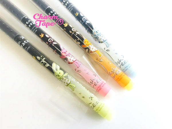 4 pieces Black Point Gel Ball Pens Sleeping Rabbits Pen 0.5mm BP004