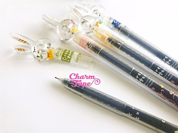 4 pieces Black Point Gel Ball Pens Sleeping Rabbits Pen 0.5mm BP004