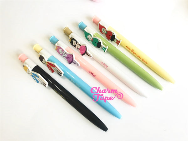 6 pieces Blue Ball Pens Fairy Tale Prince & Princess Clip Point Pen 0.5mm BP005