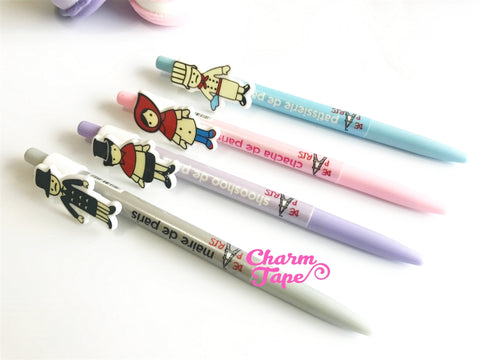 4 pieces Blue Ball Pens Fairy Tale Theme Clip Pen 0.5mm BP006