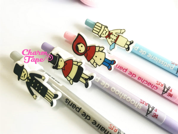 4 pieces Blue Ball Pens Fairy Tale Theme Clip Pen 0.5mm BP006