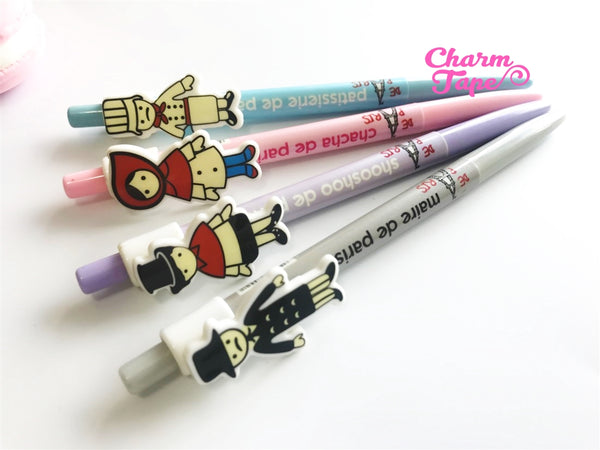 4 pieces Blue Ball Pens Fairy Tale Theme Clip Pen 0.5mm BP006