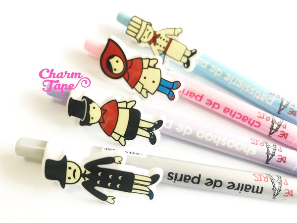 4 pieces Blue Ball Pens Fairy Tale Theme Clip Pen 0.5mm BP006