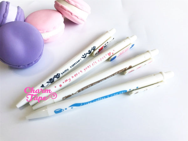 4 pieces Blue Ball Pens Farm Animal Theme Clip Pen 0.5mm BP007