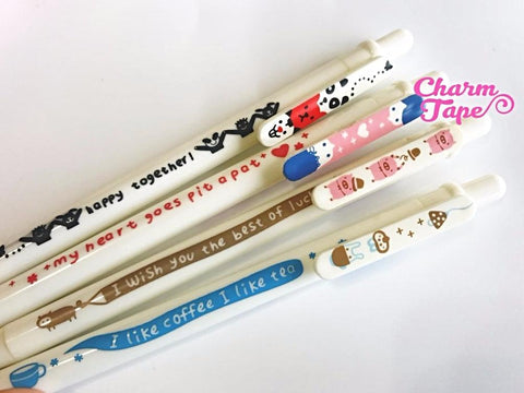 4 pieces Blue Ball Pens Farm Animal Theme Clip Pen 0.5mm BP007