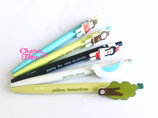 5 pieces Blue Ball Pens Cartoon Clip Point Pen 0.5mm BP001