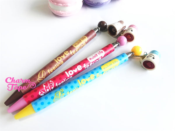 3 pieces Blue Ball Pens Coffee Mugs Charm Pen 0.5mm BP012