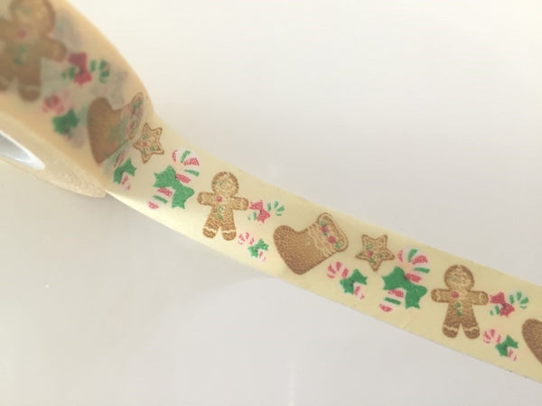 Festive Gingerbread Man - Washi tape -15 mm 15 meters WT799 - CharmTape - 1