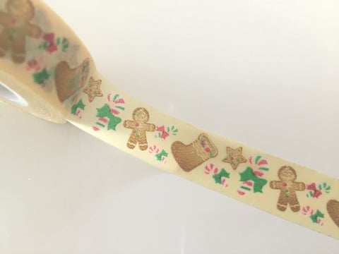 Festive Gingerbread Man - Washi tape -15 mm 15 meters WT799 - CharmTape - 1