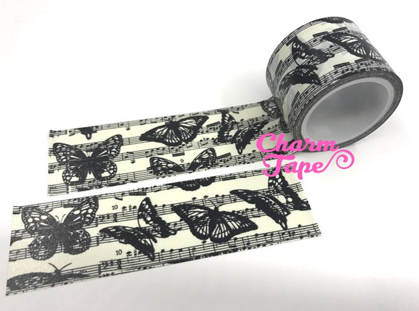 Black Moth & Butterfly Big Washi Tape (30mm x 5m) WT1060