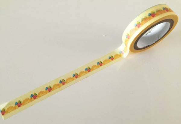 Mini Roses on Yellow lace Washi Tape 11mm x 10m WT869 - CharmTape - 2