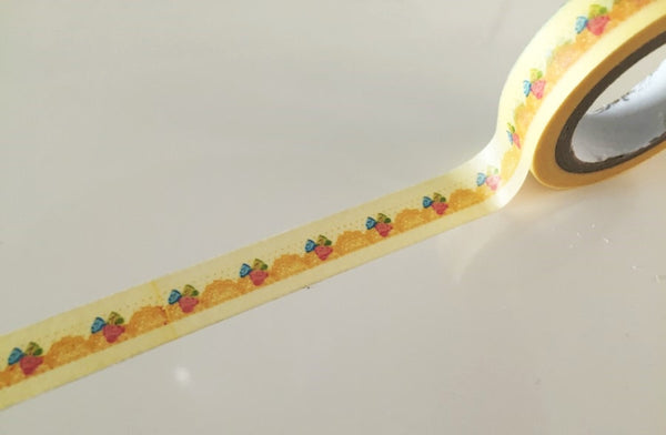 Mini Roses on Yellow lace Washi Tape 11mm x 10m WT869 - CharmTape - 1