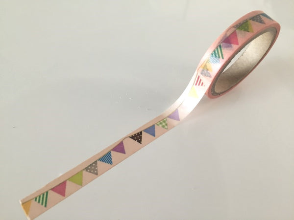 Flag Bunting on pale nude Washi Tape 10mm x 10m WT874 - CharmTape - 2