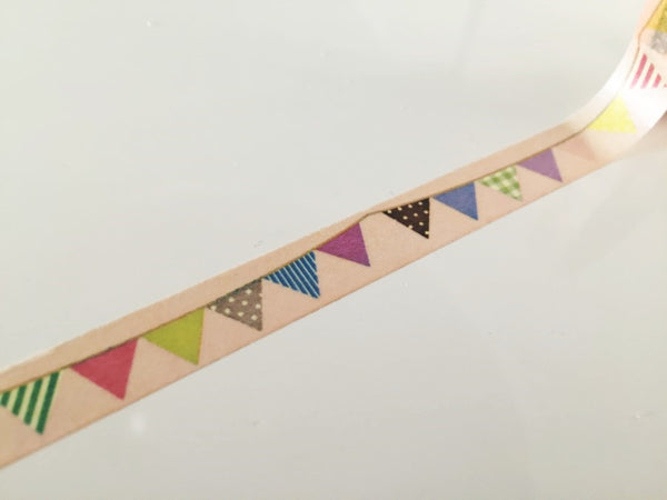 Flag Bunting on pale nude Washi Tape 10mm x 10m WT874 - CharmTape - 3