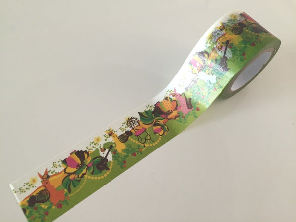 Rabbit & Flower Bomb - Big Washi Tape 30mm x 8 meters WT879 - CharmTape - 1