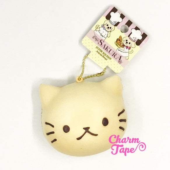 Kitty Cat Face Squishy cellphone charm by Cafe Sakura