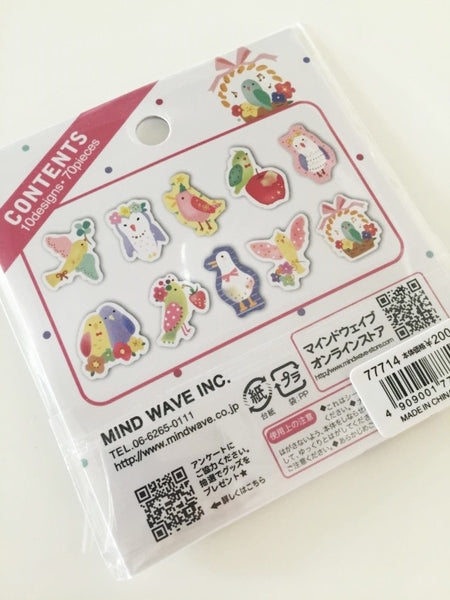 Birds Sticker Flakes Set 70 Sheets Mindwave Japan SS908 - CharmTape - 3