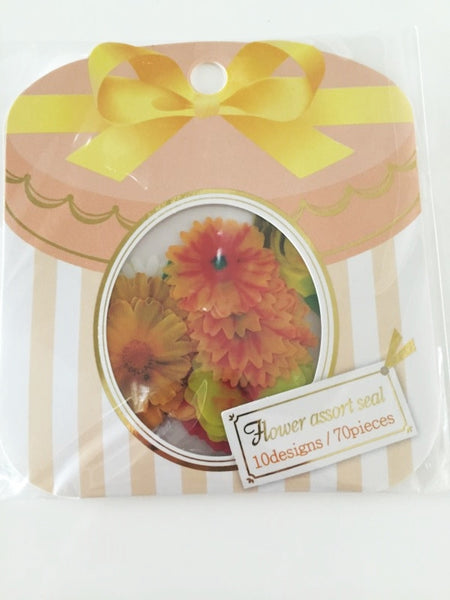 Yellow Sunflower & Daisy Flower Sticker Flakes Set 70pieces Mind wave Japan SS917 - CharmTape - 1