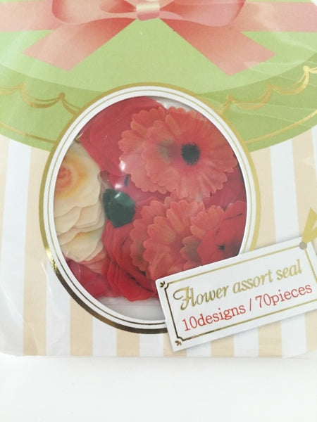 Orange Rose & Sunflower Flower Sticker Flakes Set 70pieces Mind wave Japan SS920 - CharmTape - 2