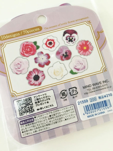 Levander Roses Flower Sticker Flakes Set 70pieces Mind wave Japan SS922 - CharmTape - 3