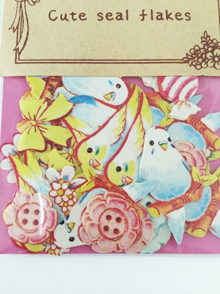 Love Birds Sticker Flake Seals Set 70 pieces SS923 - CharmTape - 4