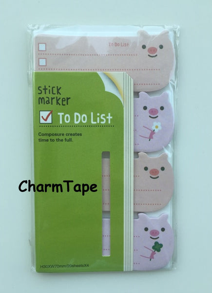 Animal To do list - Sticky Post It Memo Note Pad 80 sheets - CharmTape - 12