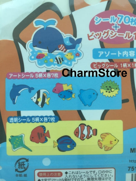 Coral Clown Fish Sticker Flakes Set - 71 Sheets Mindwave Japanese SS456