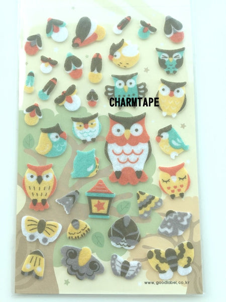 Owl & Moth Felt stickers 1 Sheets by Yeehyun SS469