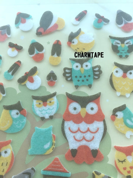 Owl & Moth Felt stickers 1 Sheets by Yeehyun SS469