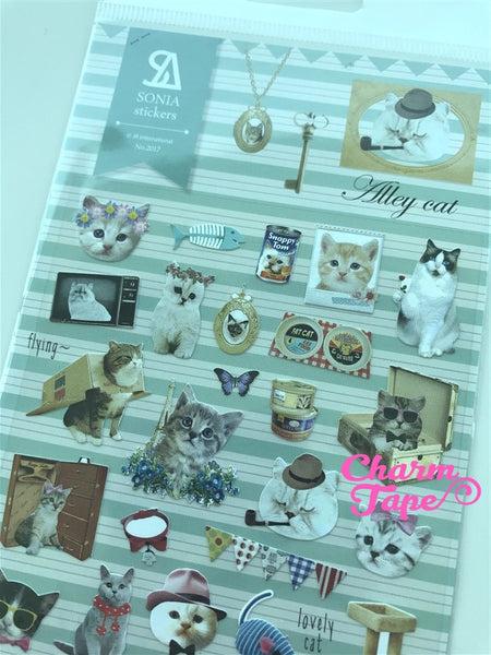 Grey Cat Kitten stickers by Sonia 1 Sheets SS558