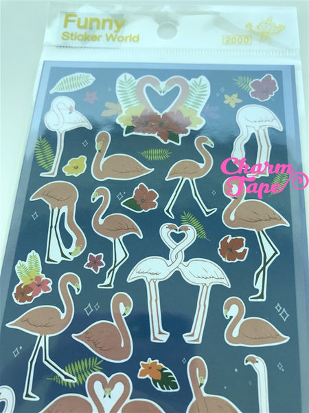 Pink Flamingo sticker art stickers by Funny 1 Sheets SS562