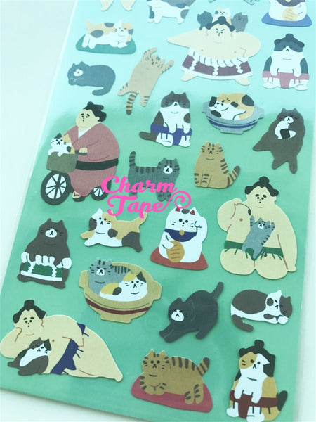 Sumo & Cat sticker Chiyogami paper stickers by Mindwave 1 Sheets ss565