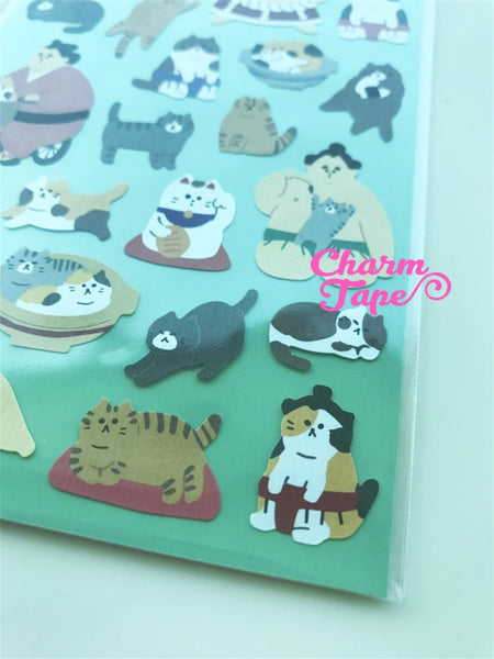 Sumo & Cat sticker Chiyogami paper stickers by Mindwave 1 Sheets ss565