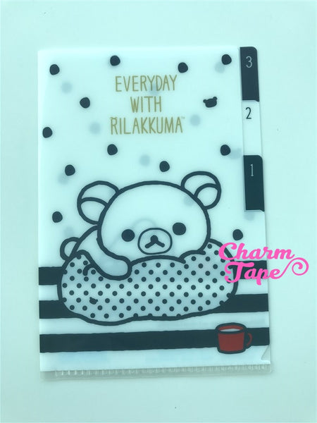 San-x Rilakkuma bear 3 Pocket small plastic file folder