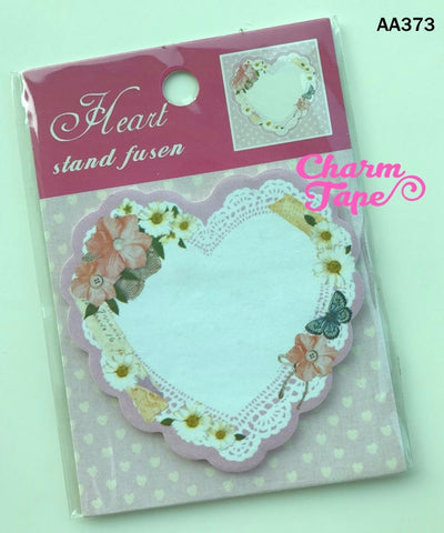 Floral & butterfly Heart Sticky Post It Memo Note Pad 20 sheets SS373