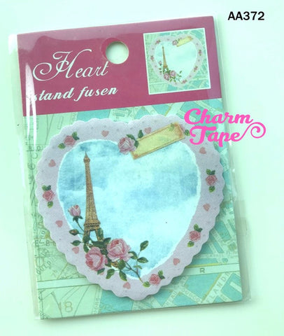 Eiffel Tower & heart Sticky Post It Memo Note Pad 20 sheets SS372