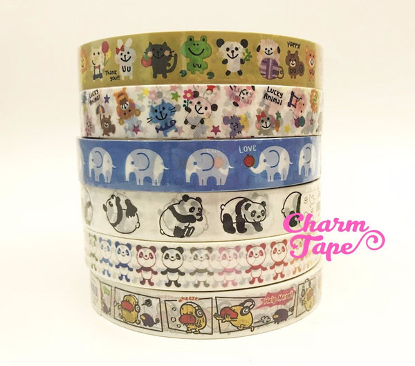 Panda Bear & Animal Plastic Deco Tape 15mm x 15 meters PT3