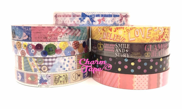 Buttons, patchwork, polka dots Plastic Deco Tape PT6 25 meters