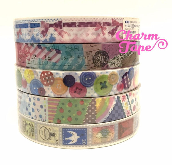 Buttons, patchwork, polka dots Plastic Deco Tape PT6 25 meters