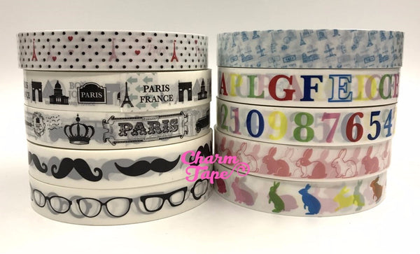 Paris, Eiffel Tower, alphabets, rabbit Plastic Deco Tape 10 meters PT7