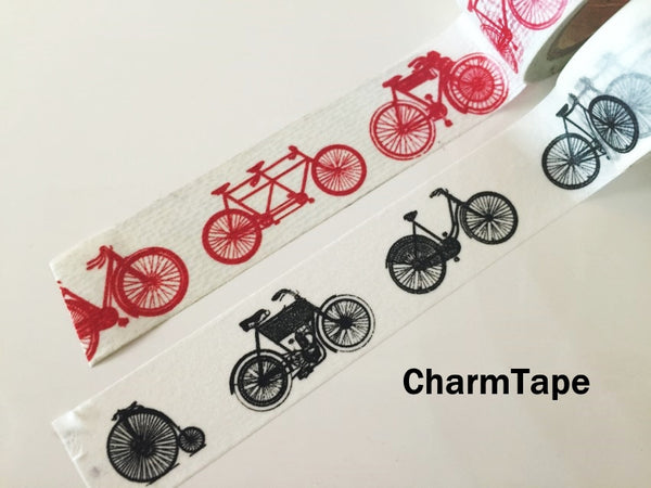 Black or Red Bicycle Washi Paper Tape 20mm x 5m WT1010 - CharmTape - 2